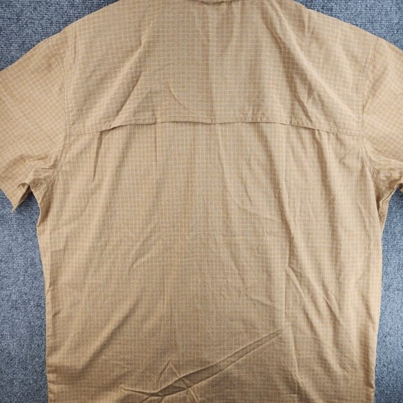 Prana Short Sleeve Gold Check Button Up Shirt Men Hiking 2XL Pockets Woven - Picture 14 of 16